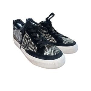 Rag & Bone Wm’s Sz 10 Black/White Army Low-Top Print Leather Sneakers USA